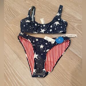 Cupshe Navy Star & Red Stripe Two-Piece Bikini Set